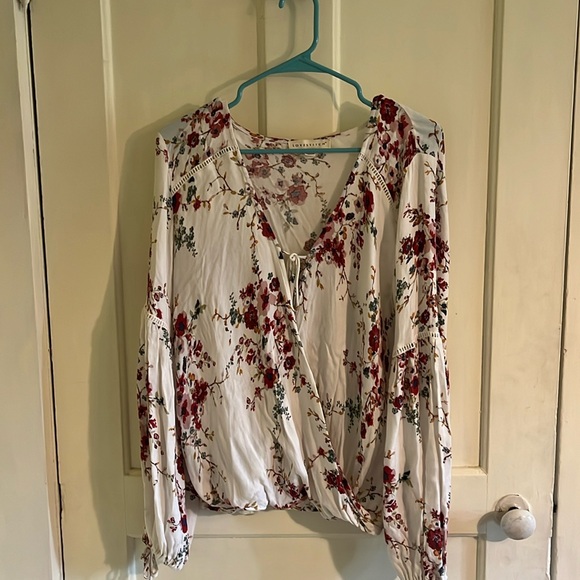 Lovestitch boho women’s floral faux wrap blouse size large - Picture 1 of 10